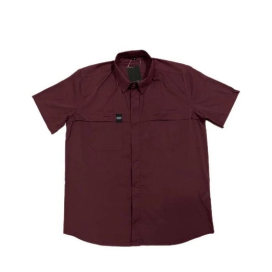 Courier Off Grid Button Down Shirt in Bordeaux