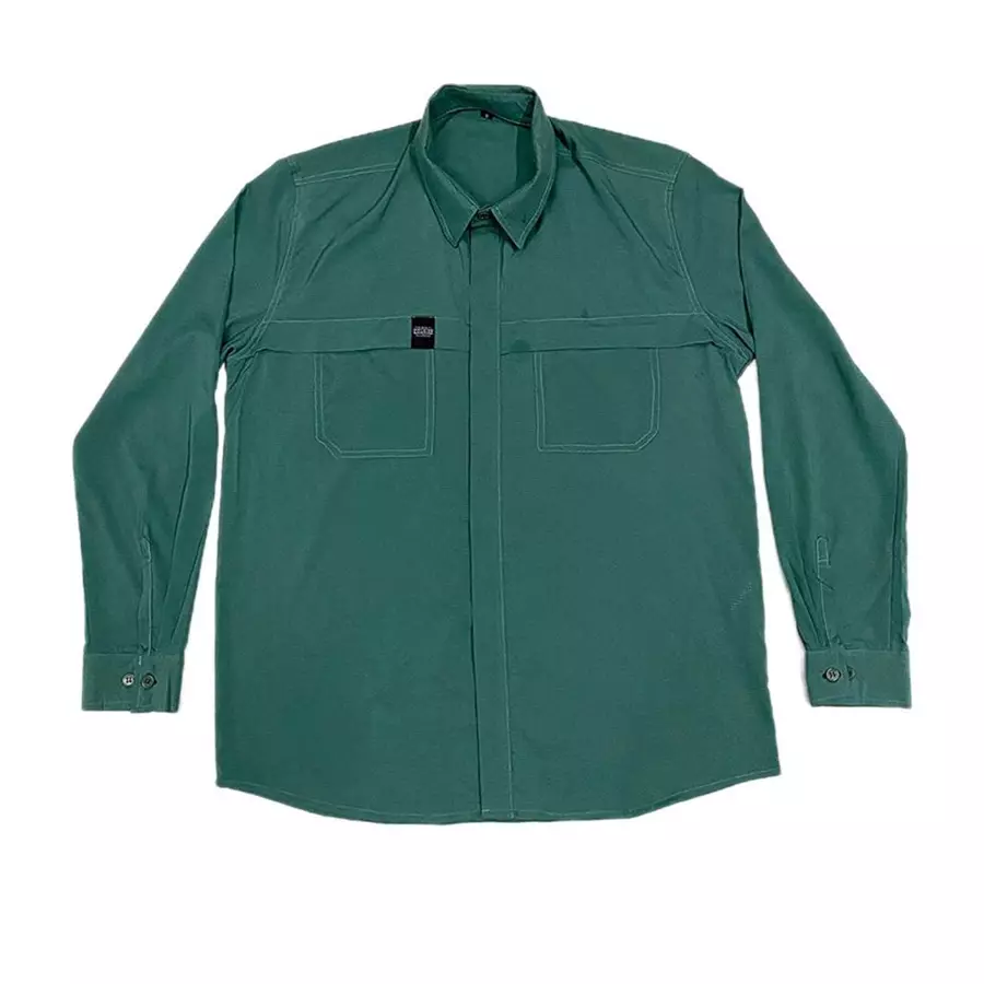 Courier Long Sleeved Button Down in Olive